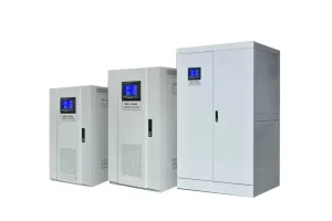 Automatic Voltage Regulator (AVR) industrial three-phase models showing single-phase and three-phase vol
